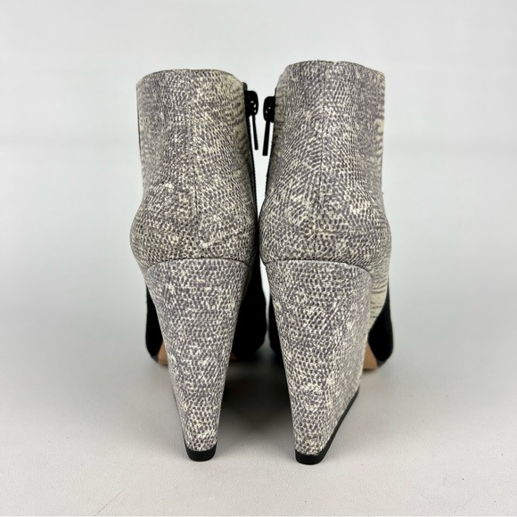 Loeffler Randall Lia Black Ivory Suede Snake Print Block Heel Bootie 6 - Picture 4 of 16